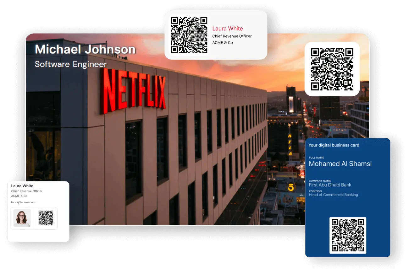 virtual background and QR code digital business cards