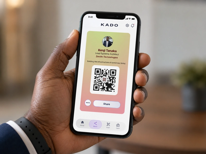 App KADO con biglietto digitale e QR pronti da condividere a un evento