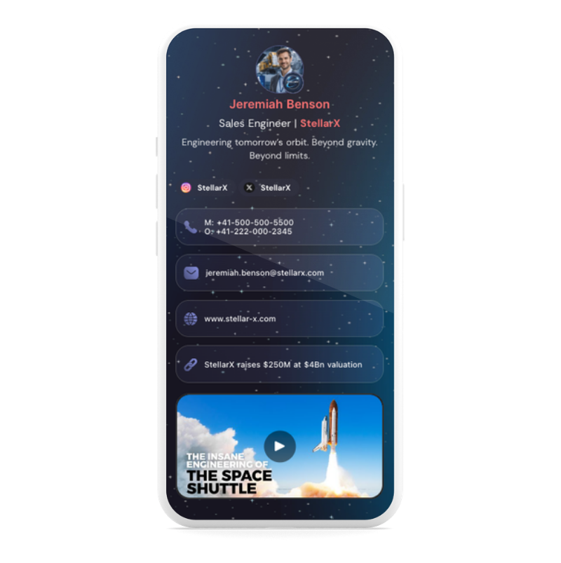 Sales team sharing digital business cards